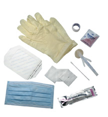 E*Kits Central Line Dressing Trays, Contains: Mask, Alcohol/Acetone Swabs (3 pk), PVP Swabs (3 pk), PVP Ointment, Split Gauze (2" x 2"), 4 Gauze Sponges (4" x 4"), Framed Transparent Dressing (T), Cotton-Tipped Applicator, Scissors, Tape, Aloetouch Powder